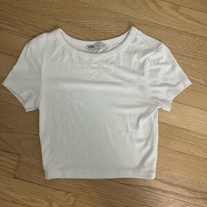 Zara white cropped shirt